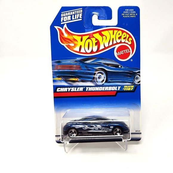 1999 Hot Wheels #1107 CHRYSLER THUNDERBOLT 1:64 Blue w/Chrome 3 Spoke Wheel (dd) - Picture 1 of 7